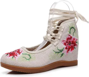 2025 Exquisite Women's Lace Up Wedge Sandals With Ankle Strap Criss-Cross Dressy Platform Summer Dress Dance Shoes