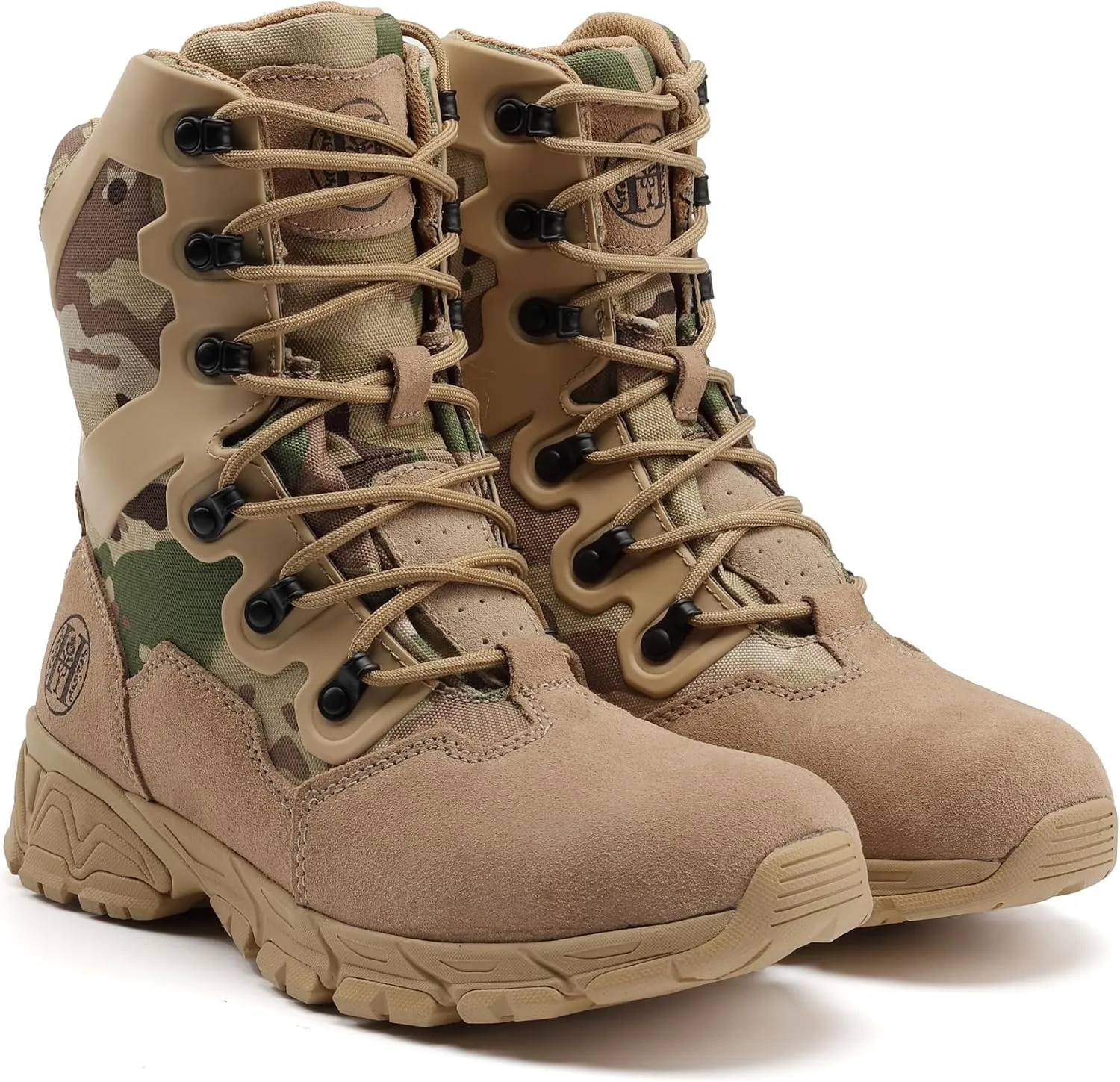 8" Waterproof Men's Military Tactical Work Boots, Hiking Motorcycle Combat Slip/Oil Resistant Boots with YKK Side Zipper