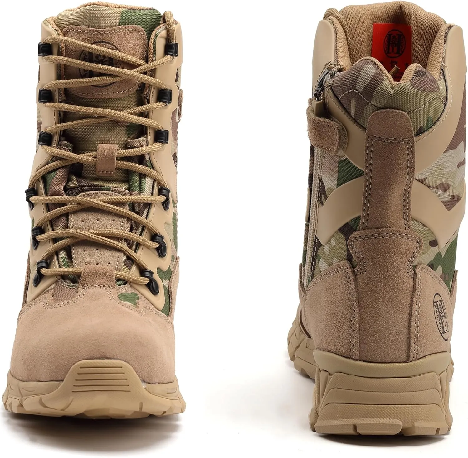 8" Waterproof Men's Military Tactical Work Boots, Hiking Motorcycle Combat Slip/Oil Resistant Boots with YKK Side Zipper