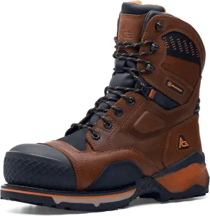 ACE Work Boots Roan Mountain, Men's 8 Inch - Nano Composite Toe,Waterproof Work Boots, Slip Resistant, Brown, Size 10