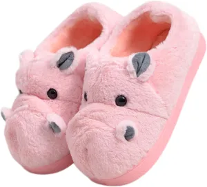Adult & Children Cotton Hippo Home Plush Animal Slippers