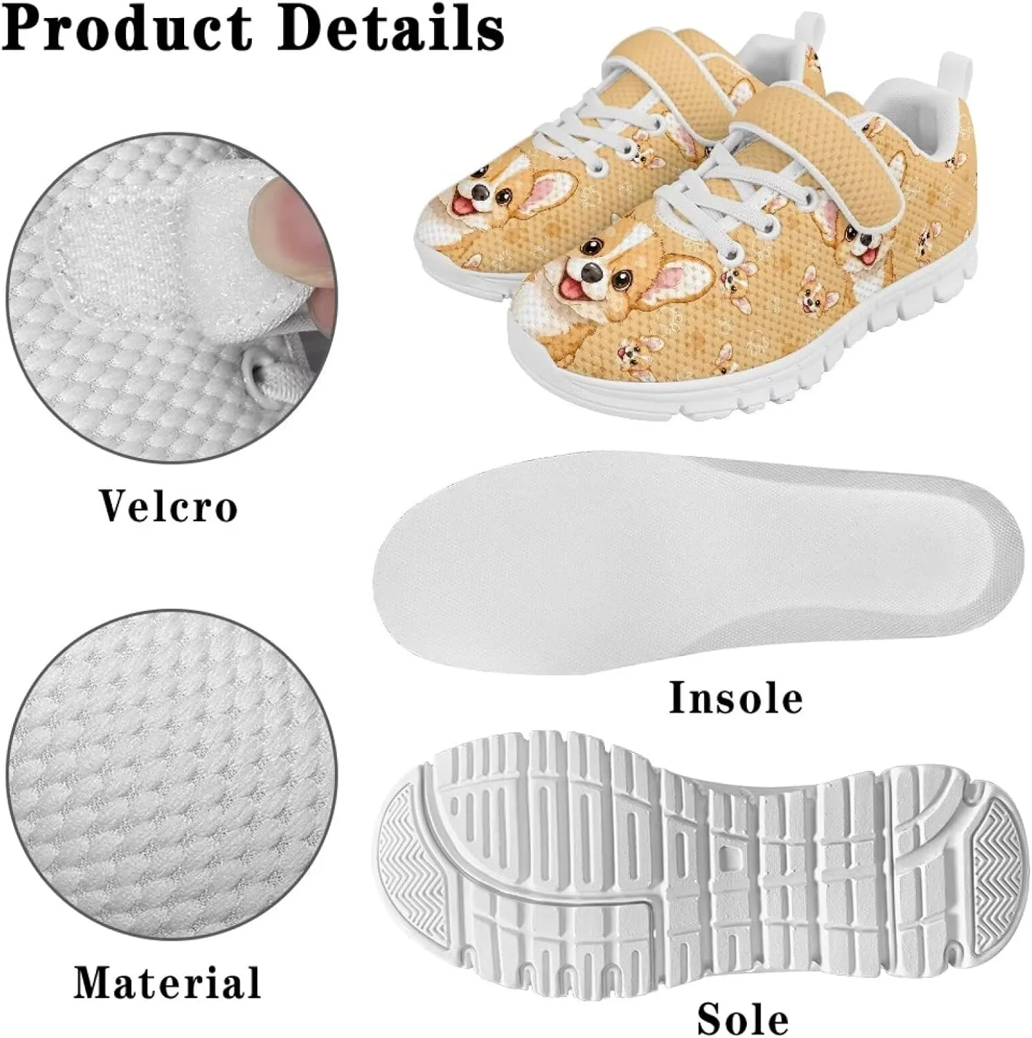 Animals Shoes for Boys Girls Cozy Breathable Barefoot Running Sneaker Lightweight Strap School Athletic Tennis Sneakers for Children/Big Kids/Litter Boys Girls/Toddler