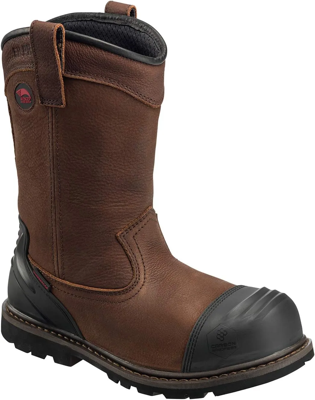 Avenger Work Boots Hammer A7876 Men's Carbon Toe EH PR Waterproof Wellington Work Boots, 7.5 W