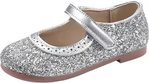 Baby Girls Low Heel Sequins Closed Toe Sandals Glitter Strap Ankle Fancy Formal Shoes Toddler Elegant Mary Jane Summer