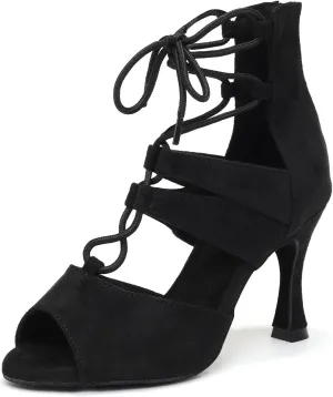 Ballroom Dance Boots Women lace up High Heel Latin Salsa Tango Samba Party Practice
