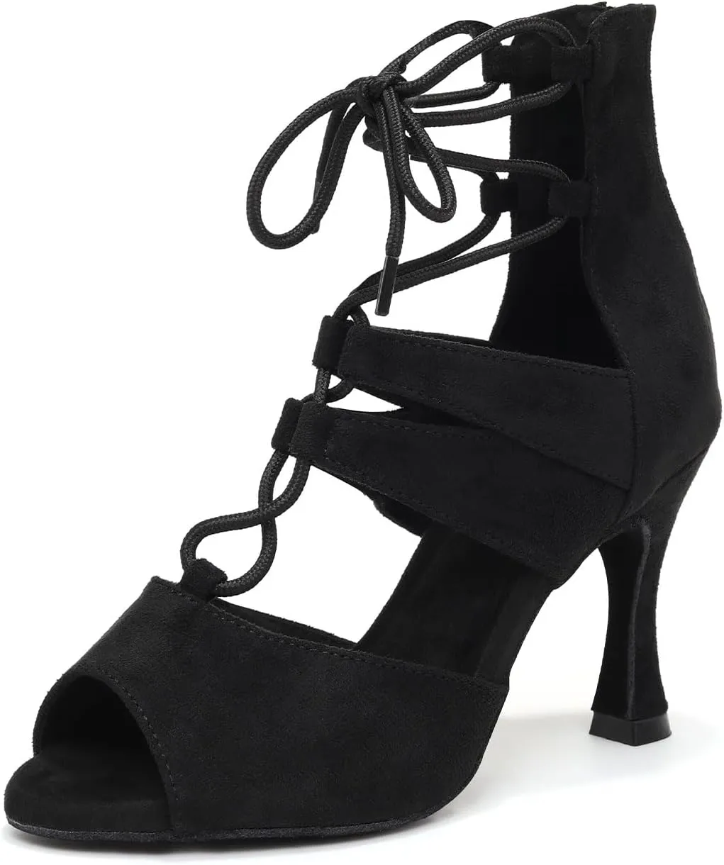 Ballroom Dance Boots Women lace up High Heel Latin Salsa Tango Samba Party Practice