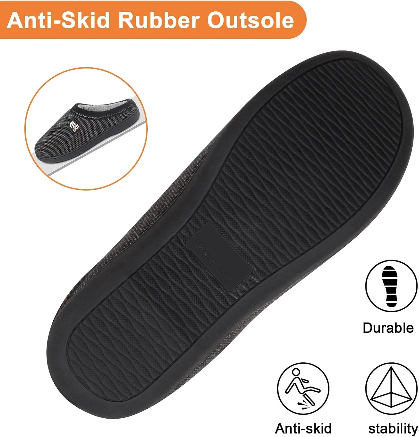 BIAL Mens Slippers, Memory Foam House Slippers Shoes with Anti Slip Sole for Men, Home Slippers Slides for Indoor, Outdoor, Bedroom.