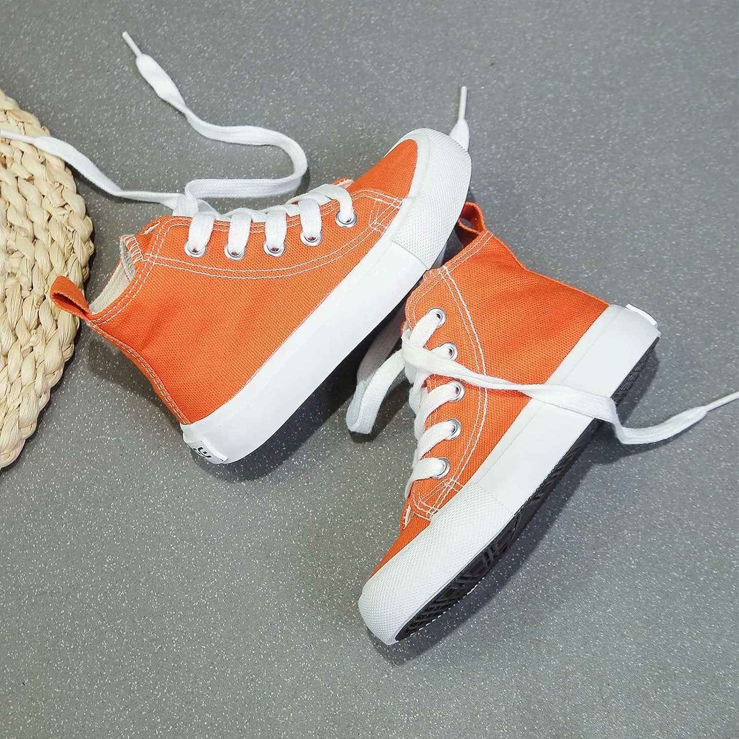 Boys & Girls High Top lace-up Kids' Espadrcanvas Shoes Back-to-School Season Little White Shoes Teen Classic Kids' Sneakers Tennis Shoes Baby Skate Shoes