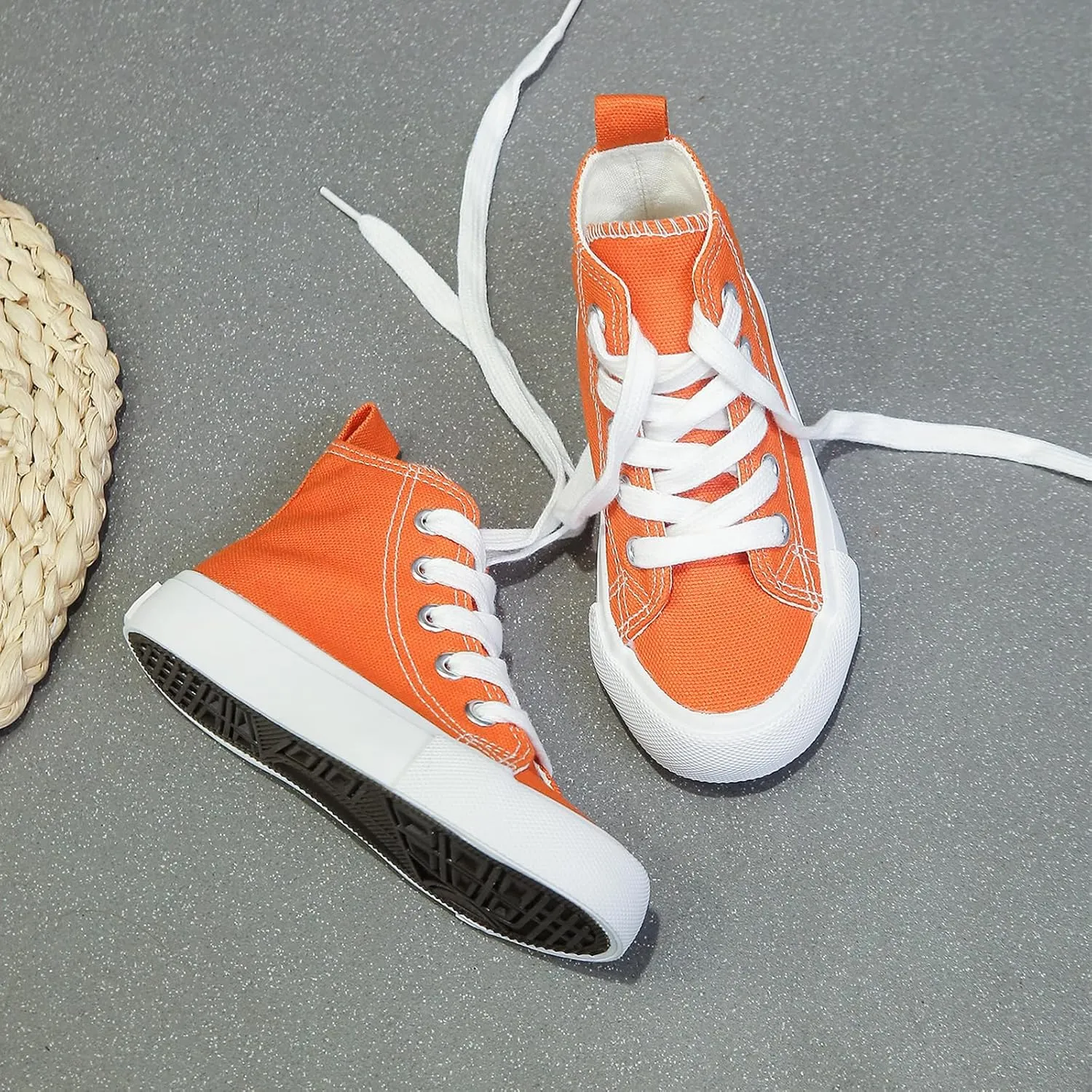 Boys & Girls High Top lace-up Kids' Espadrcanvas Shoes Back-to-School Season Little White Shoes Teen Classic Kids' Sneakers Tennis Shoes Baby Skate Shoes