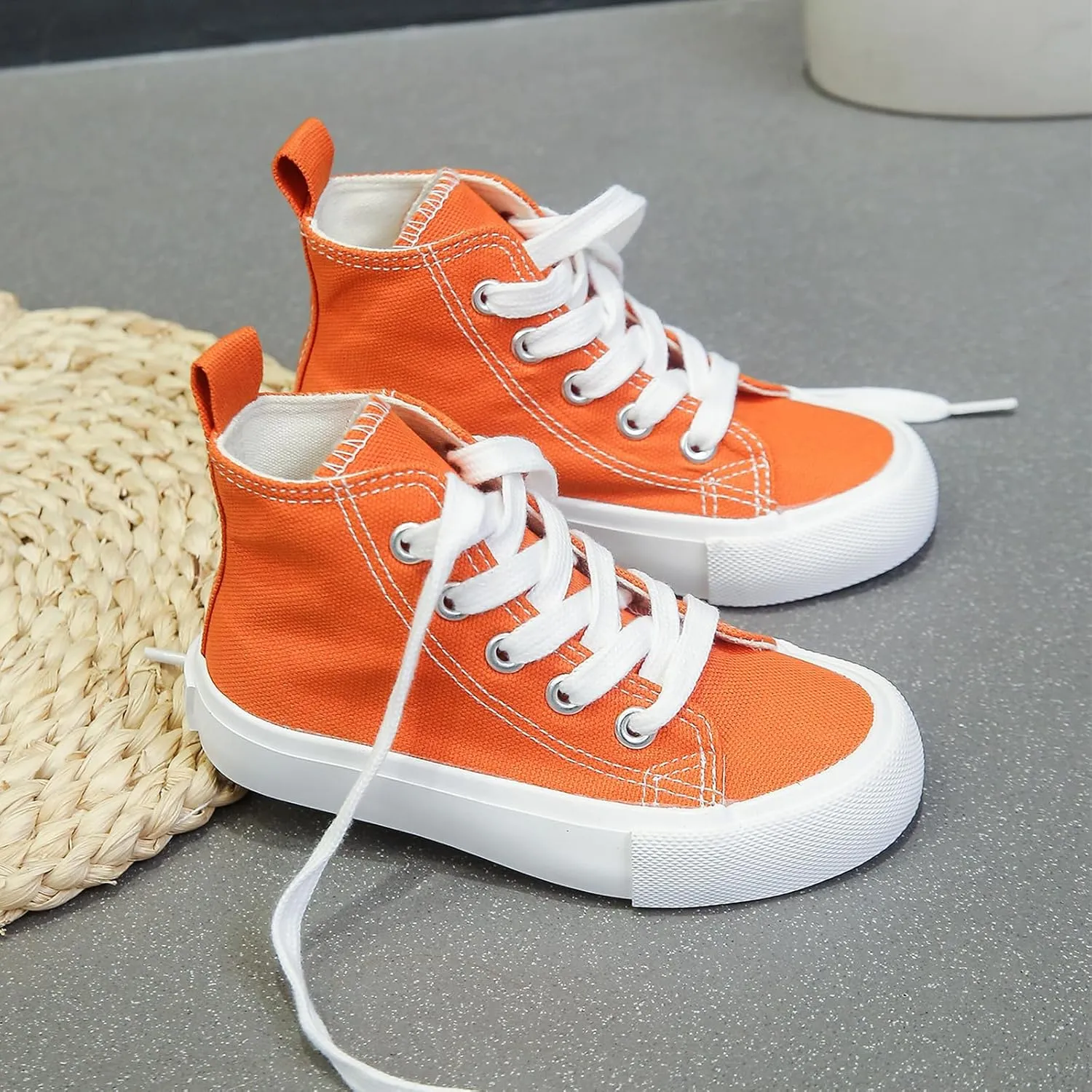 Boys & Girls High Top lace-up Kids' Espadrcanvas Shoes Back-to-School Season Little White Shoes Teen Classic Kids' Sneakers Tennis Shoes Baby Skate Shoes