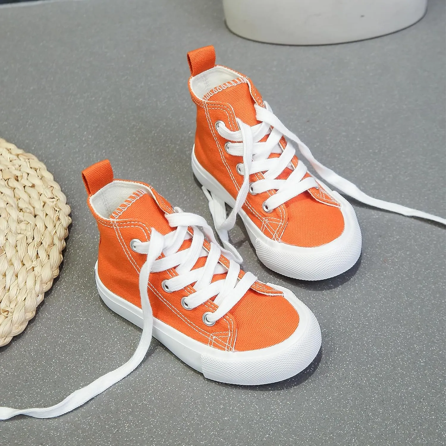 Boys & Girls High Top lace-up Kids' Espadrcanvas Shoes Back-to-School Season Little White Shoes Teen Classic Kids' Sneakers Tennis Shoes Baby Skate Shoes