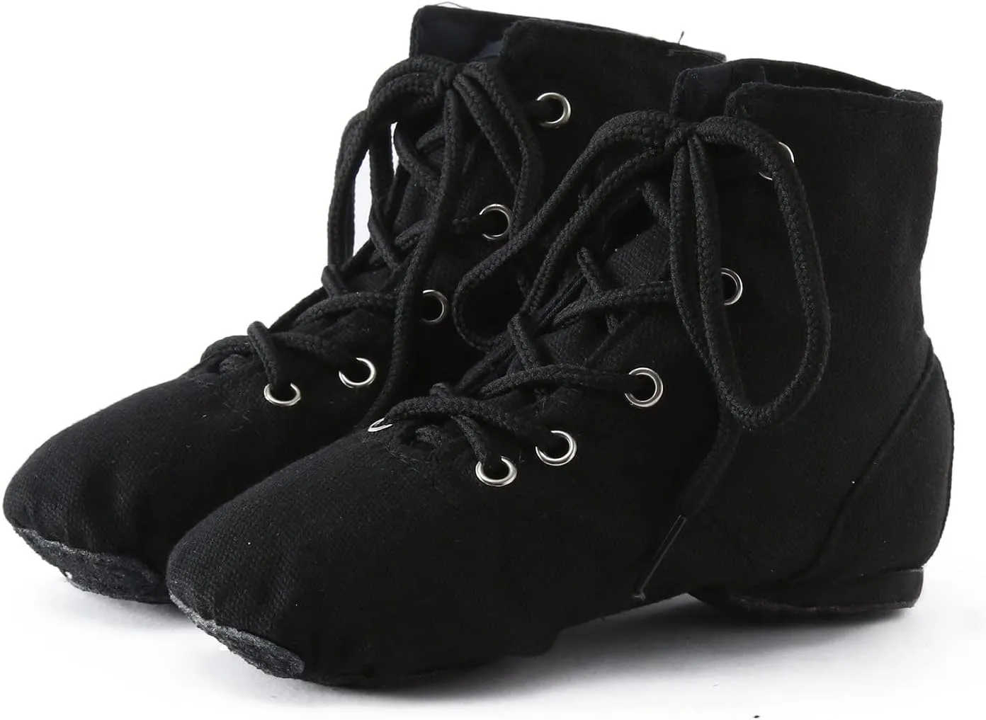 Canvas Lace-up Dance Shoes Flat Practice Jazz Dancing Boots for Girls Boys Split-Sole Dance Ballet Sneakers Kids