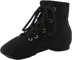 Canvas Lace-up Dance Shoes Flat Practice Jazz Dancing Boots for Girls Boys Split-Sole Dance Ballet Sneakers Kids