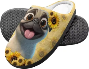 Cartoon Animals Kids Plush Slippers Warm Fuzzy Indoor Shoes Boys Girls Winter Cozy Slippers Closed Toe Bedroom Soft Non Slip House Slippers US Size 9-15