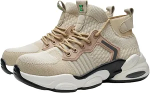 Checkmate Safety Work Boots, Steel Toe Cap, Kevlar Reinforced, Breathable Mesh, Beige- JB782