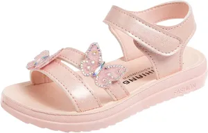 Children Shoes Summer Butterfly Sandals With Diamond Fashion Little Girl Soft Bottom High Heels for Kids Size 13