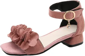 Children Shoes Thick High Heeled Sandals Fashionable Small High Heeled Flower Sandals Kid Slipper Kids Fuzzy Slippers