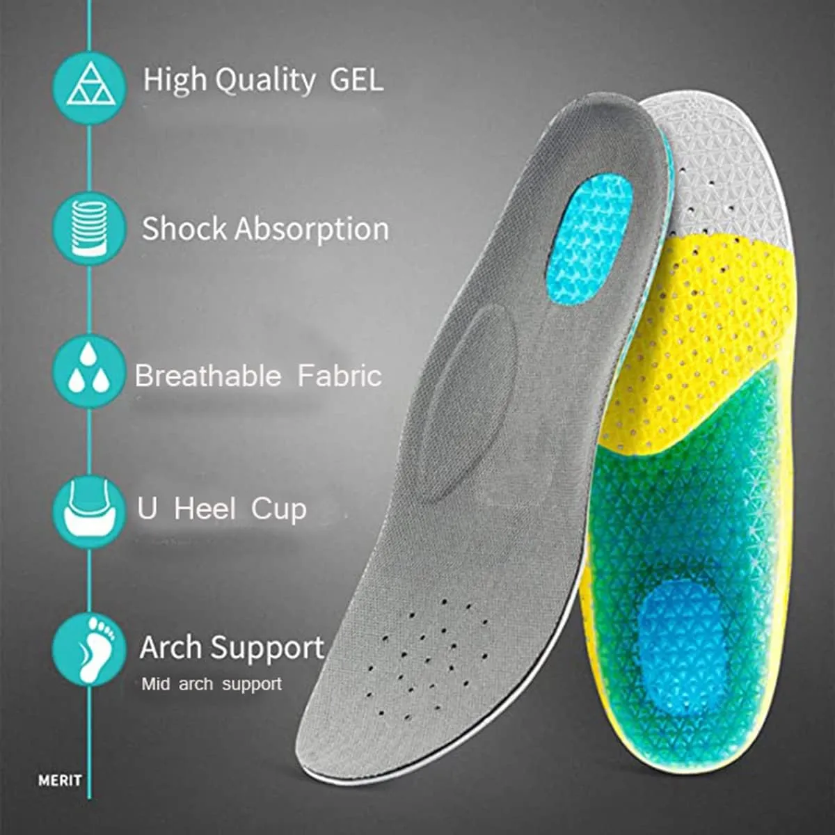 Children's Athletic Gel Insoles for Cushion and Comfort Kids Running Insoles for Shock Absorbing & Arch Support Best Kids Replacement Insole (Little Kids 2.5-3)