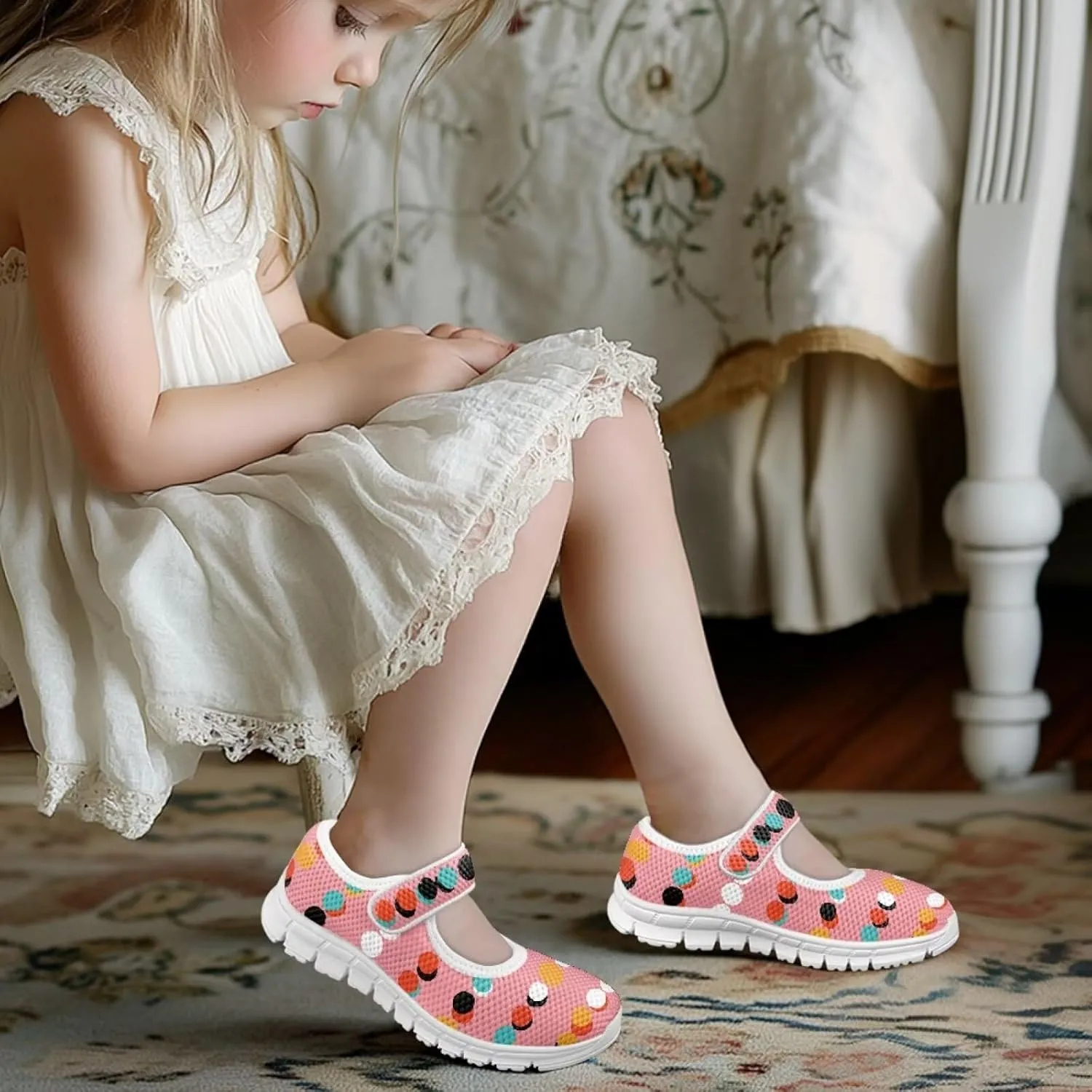 Coloranimal Mary Jane Shoes Girls' Flats Princess Shoes for Girls Dance Shoes Magic Sticker Shallow Mouth Girls Dress Shoes for Kids