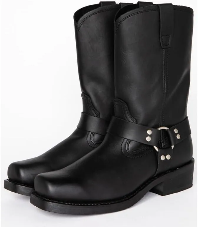 Cowboy Boots Men Western Boots Square Toe With Low Heel Non-Slip Wear-Resistant Heel Retro Work Boots Dress Shoes