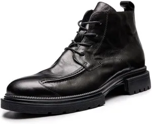 Cowboy Boots Slip Chunky Heel Resistant Leather Country Work Boot Classic Breathable Lace-Up High-top Zip Western Boots