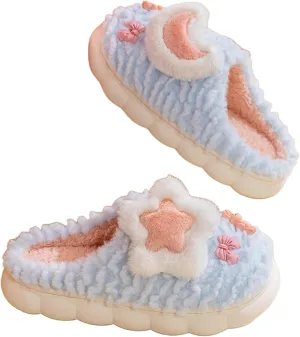 Cute Women's Star Plush Slippers - Warm Indoor & Outdoor Slippers