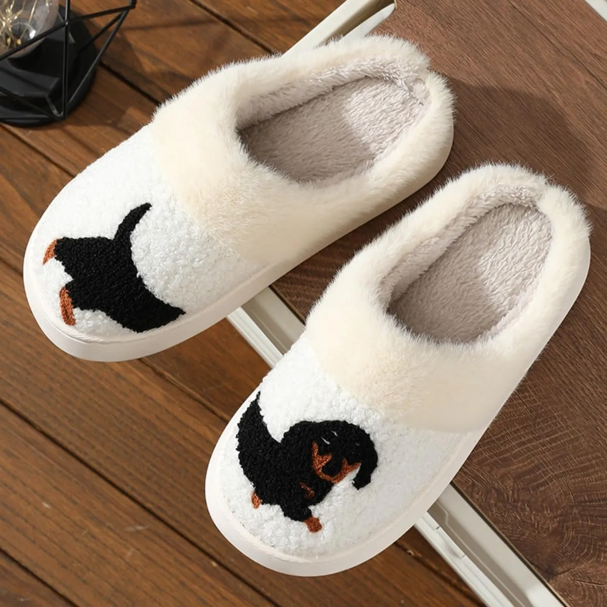 Dachshund Dog Slippers for Women Men Cute Fluffy Fuzzy Plush Funny Indoor Outdoor Warm Soft Indoor Outdoor Non-slip