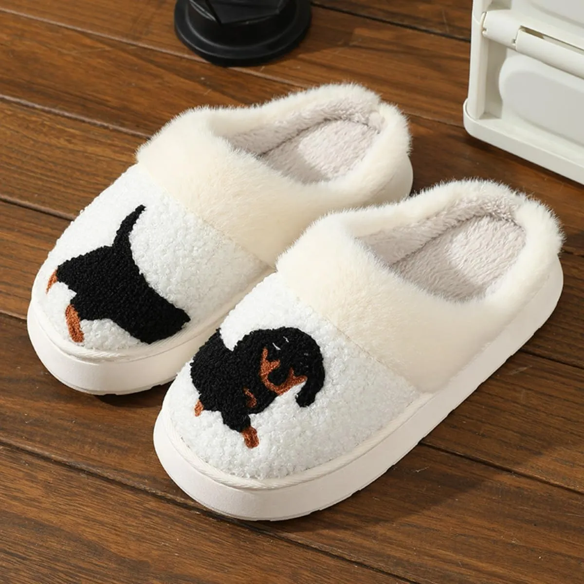 Dachshund Dog Slippers for Women Men Cute Fluffy Fuzzy Plush Funny Indoor Outdoor Warm Soft Indoor Outdoor Non-slip