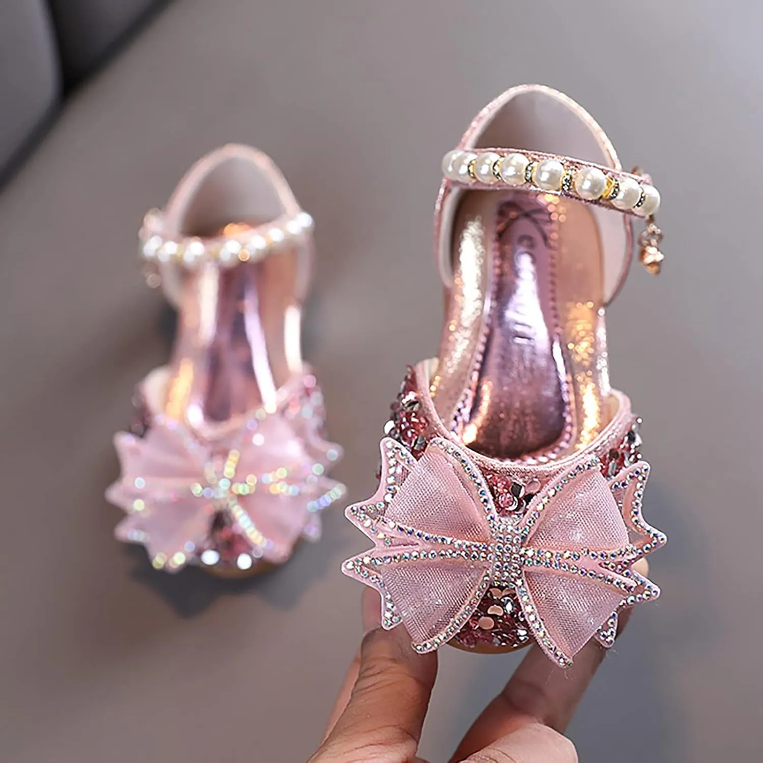 Fashion Spring And Summer Girls Sandals Dress Performance Dance Shoes Flat Bottom Light Mesh Bow Little Girl
