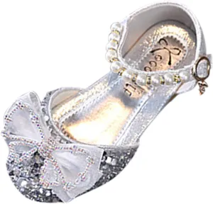 Fashion Summer Girls Sandals Dress Performance Dance Shoes Flat Light Sequins Pearl Mesh Bow Girls Jelly Sandals