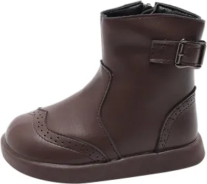 Girl Ankle Boots Soft Rubber Sole Low Heel Western Ankle Booties Kids Non-Slip Zipper Shoes Girls Dress Shoes Size 12