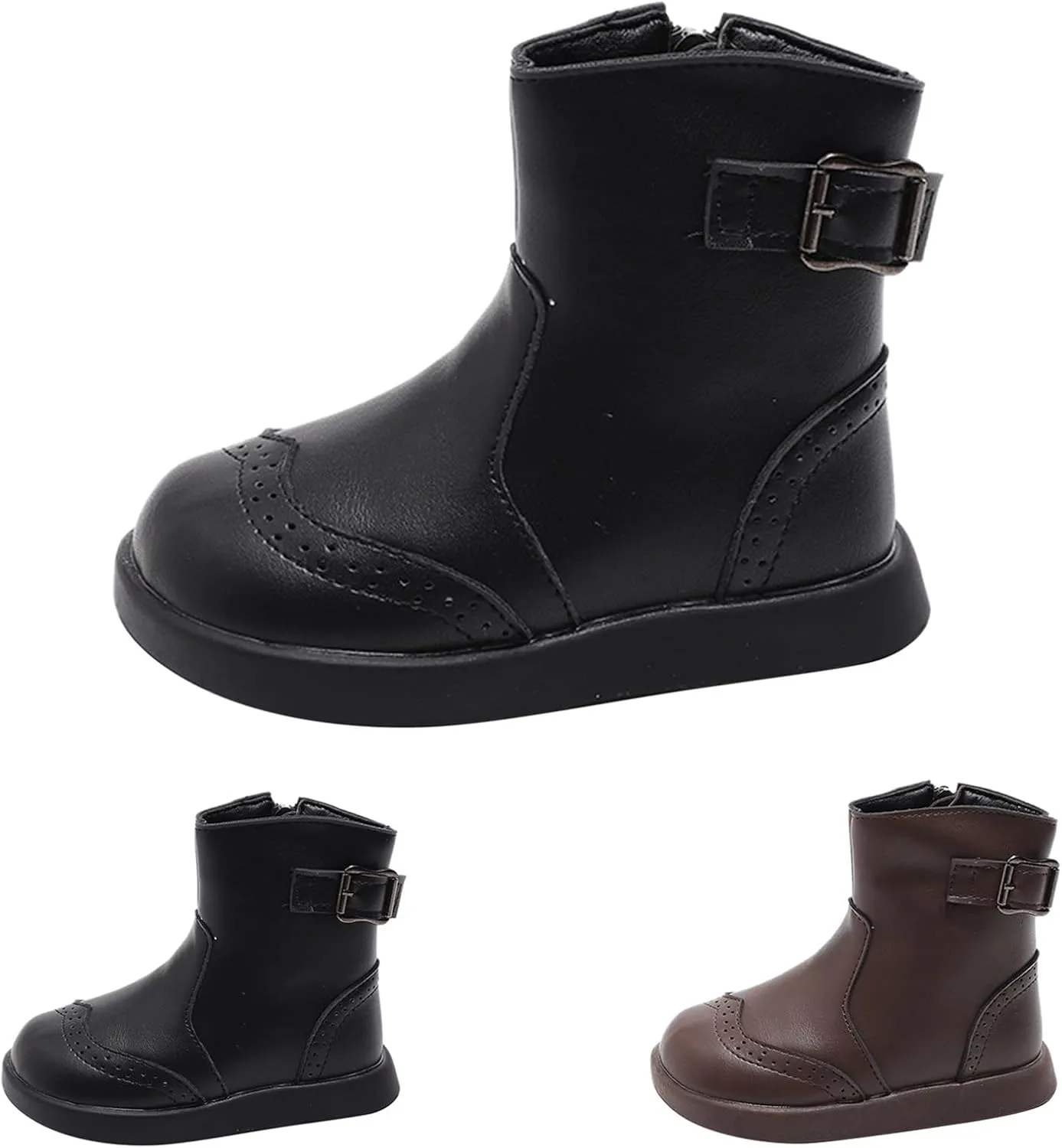 Girl Ankle Boots Soft Rubber Sole Low Heel Western Ankle Booties Kids Non-Slip Zipper Shoes Girls Dress Shoes Size 12