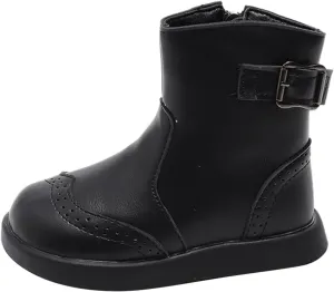 Girl Ankle Boots Soft Rubber Sole Low Heel Western Ankle Booties Kids Non-Slip Zipper Shoes Girls Dress Shoes Size 12