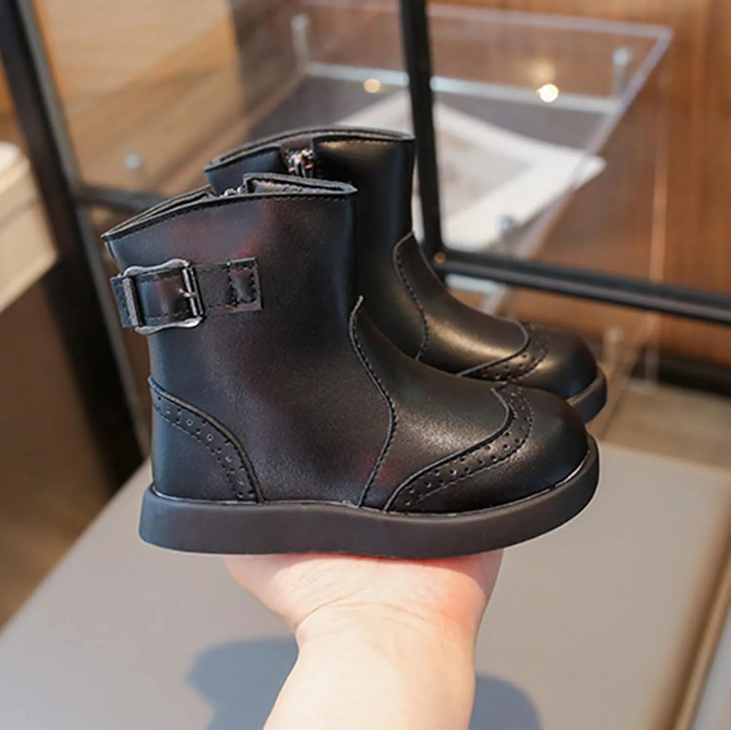 Girl Ankle Boots Soft Rubber Sole Low Heel Western Ankle Booties Kids Non-Slip Zipper Shoes Girls Dress Shoes Size 12