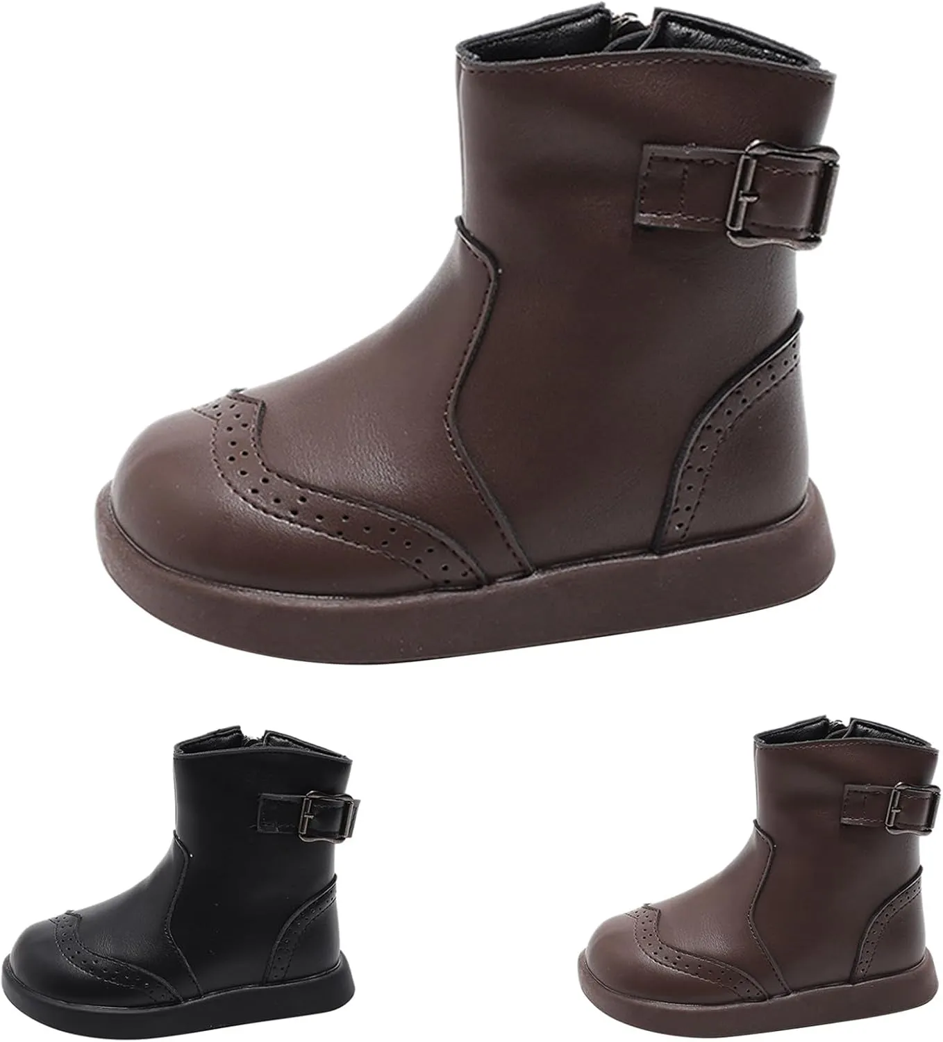 Girl Ankle Boots Soft Rubber Sole Low Heel Western Ankle Booties Kids Non-Slip Zipper Shoes Girls Dress Shoes Size 12