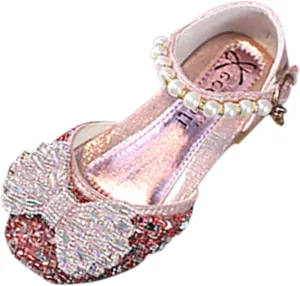 Girls' Fashionable Casual Shoes with Shiny Rhinestones for Outdoor Wear Closed Toe Dance Girl Sandals Size 13