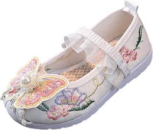 Girls Flat Bottomed Embroidered Sandals Fashionable Antique Costume Children Performance Children Embroidered Natives