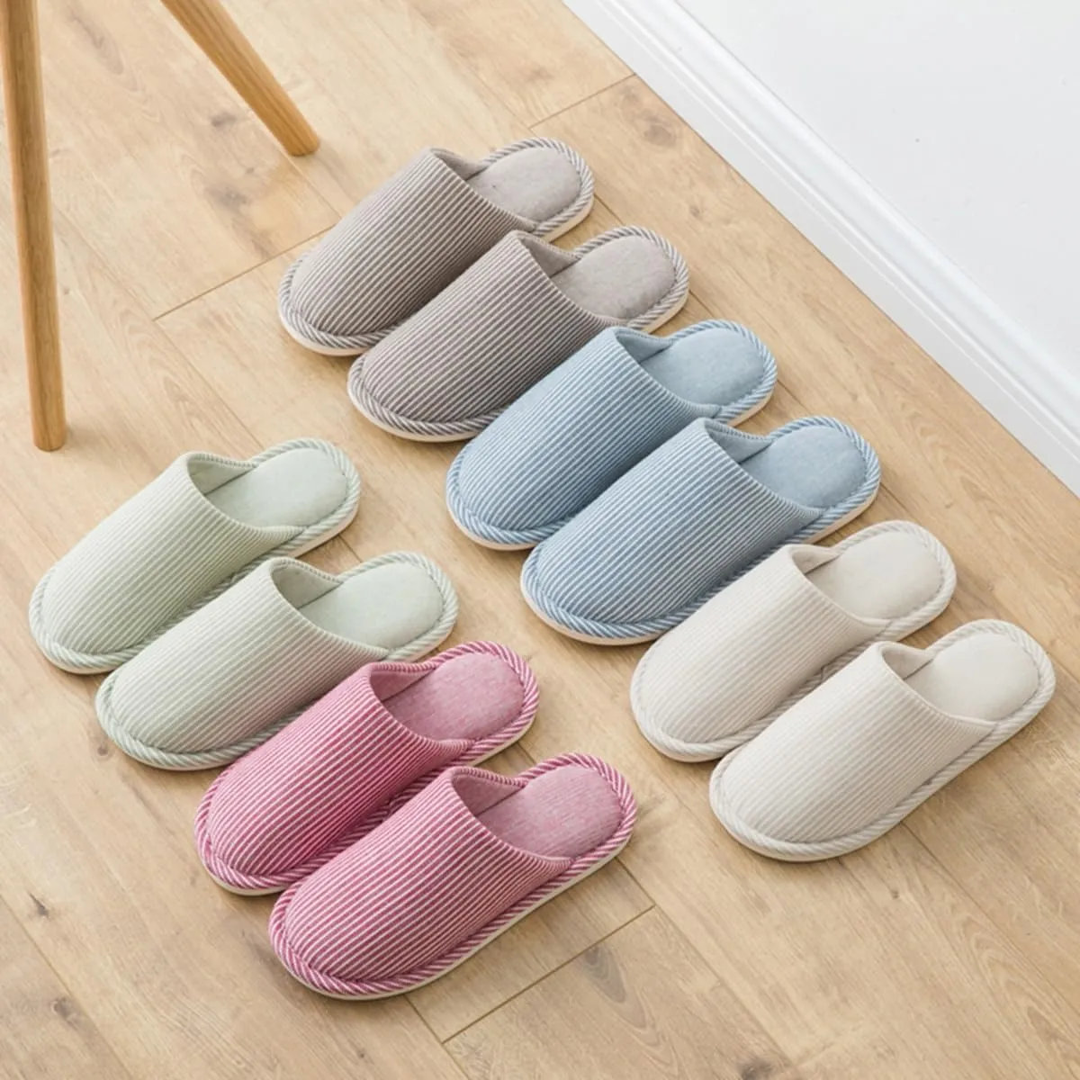 GIZNXBA Winter Cotton Slippers for Women Simple Indoor Cotton Cozy Slippers Soft Bottom Floor Lightweight Non-Slip Home Warm Home Slippers Female(/Beige,EUR 40-41)