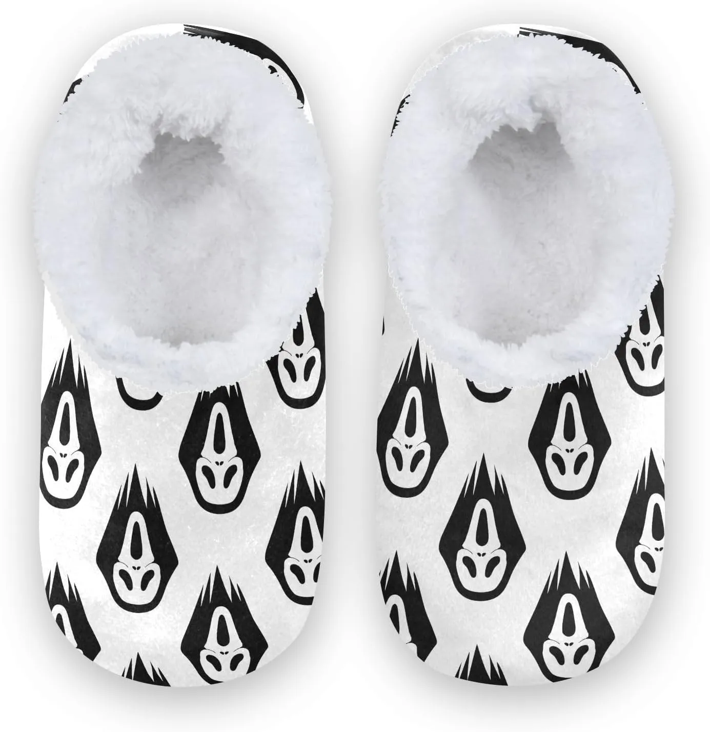 Halloween Black White Ghost Scream Kids House Slippers Cute Scary Face Head Boys Closed Back Fuzzy Feet Slippers Girls Coral Fleece Slipper Socks No Skid Warm Cozy Home Slippers For Indoor Outdoor W