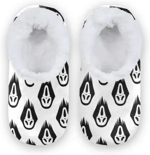 Halloween Black White Ghost Scream Kids House Slippers Cute Scary Face Head Boys Closed Back Fuzzy Feet Slippers Girls Coral Fleece Slipper Socks No Skid Warm Cozy Home Slippers For Indoor Outdoor W