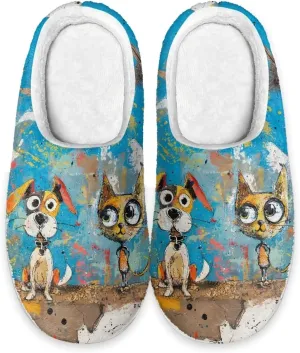 Indoor Slippers Fashion Leopard Animal Print for Women Winter Warm Cozy Fuzzy Shoes Universal Fit for Home Bedroom Kitchen