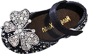 IWIHMIV Girls Mary Jane Dress Shoes Ballet Flat with Bow Pearl Rhinestones Shining Baby Girls Shoes