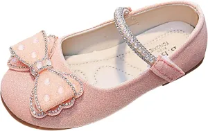 IWIHMIV Girls School Shoes Non Slip Mary Jane Dress Flat Bottom Comfortable Shoes for School Wedding Party with Strap