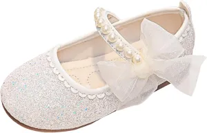 IWIHMIV Princess Shoes for Girls Infant Girls Dress Shoes Flower Girl Shoes Flat Party School Shoes Toddler Dress Shoes