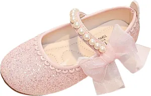 IWIHMIV Princess Shoes for Girls Infant Girls Dress Shoes Flower Girl Shoes Flat Party School Shoes Toddler Dress Shoes
