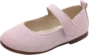 IWIHMIV Toddler Flower Girl Lightweight Flat Bottom Comfortable Mary Jane Shoes Ballet School Wedding Party Dress Shoes