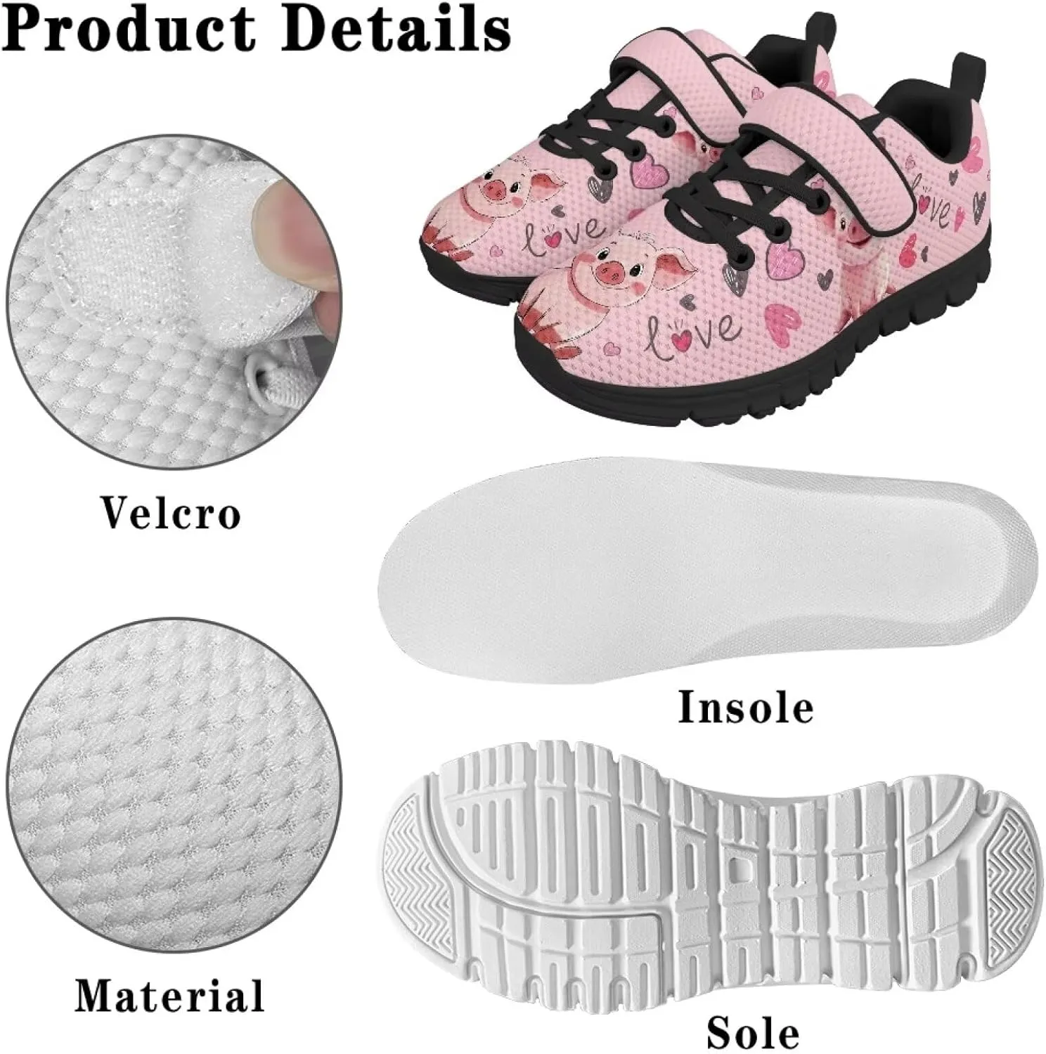 Kids Animals Shoes Comfortable Breathable Hook and Loops Strap Running Shoes for Litter Kids Daily Non-Slip Athletic Outdoor School Sport Sneaker for Big Kids US 11-15