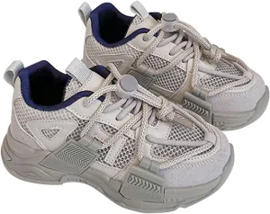 Kids Mesh Sneakers Boys Girls Lace-up Tennis Lightweight Anti Slip Breathable Walking Casual Sport Shoes