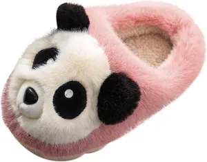 Kids Panda Cotton Slippers Girls Boys Memory Foam Comfy House Slippers Toddler Warm Non Slip Indoor Slides Shoes