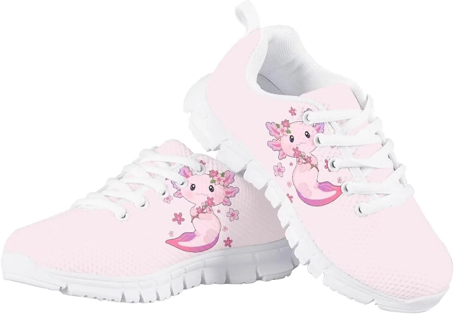 Kids Running Shoes, Breathable Upper Lightweight Lace-Up Mesh Athletic Sports Sneakers for Boys Girls